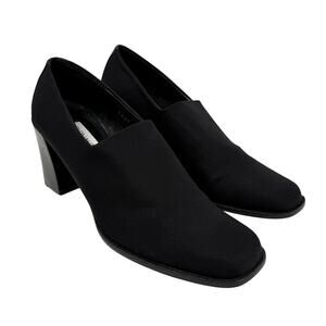 Donald J Pliner Heels Black Slip On Block Heel Square Toe Womens 8.5M Minimalism